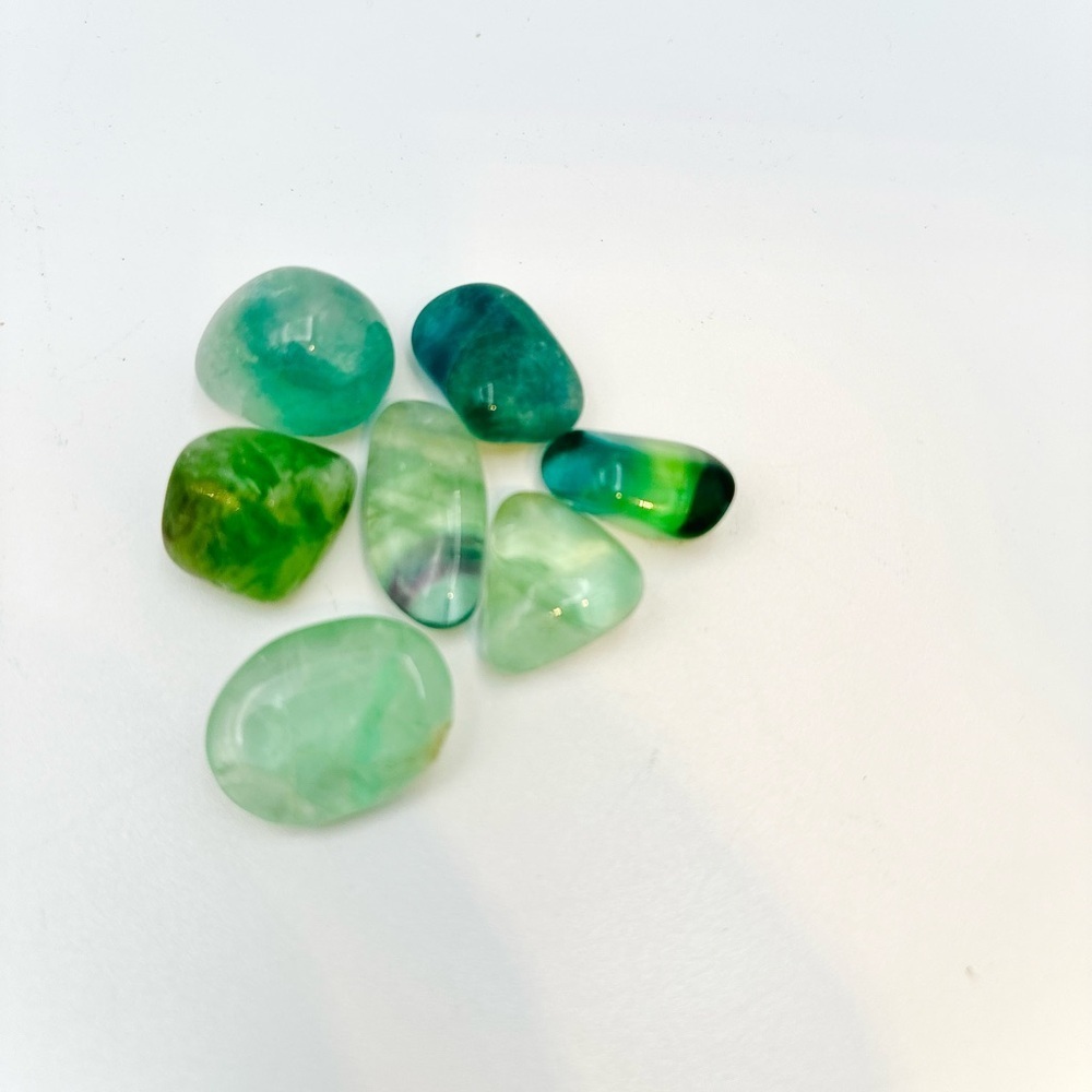 Rainbow Fluorite with Green Tones - Tumbled Pocket Stone  - 1 Per Order